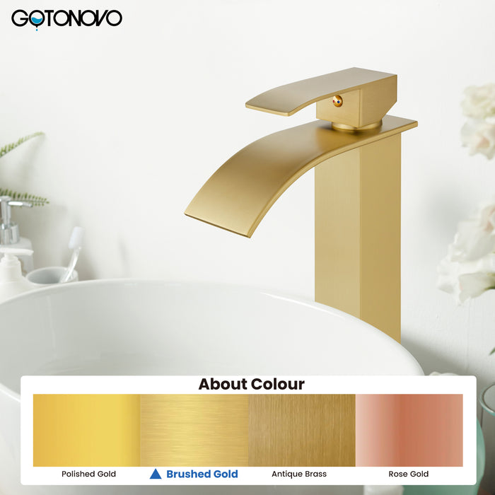 gotonovo Tall Waterfall Bathroom Vessel Sink Faucet Modern Bathroom Vanity Faucet Single Handle Single Hole Farmhouse Bar Mixer Tap Washbasin Faucet Deck Mount