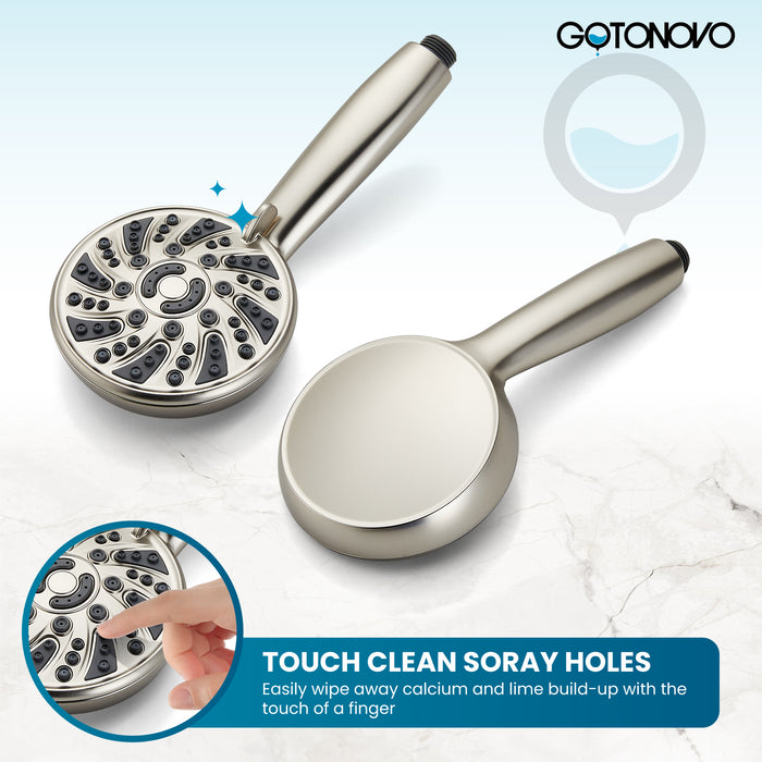 gotonovo Bathroom Shower Head Kit High Pressure Combo System Shower Faucet 6 Modes ABS Handheld Spray Shower Trim Kit Valve Included Shower Head and Handle Set