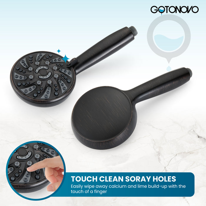gotonovo Bathroom Shower Head Kit High Pressure Combo System Shower Faucet 6 Modes ABS Handheld Spray Shower Trim Kit Valve Included Shower Head and Handle Set