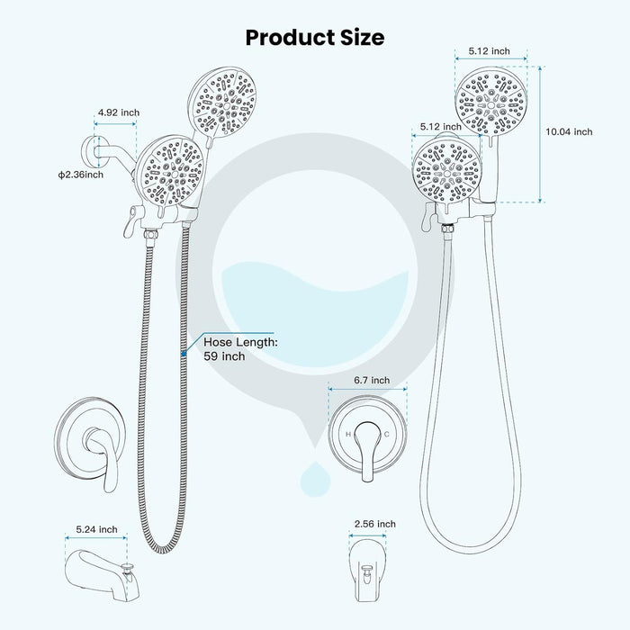 gotonovo Shower Head Combo Rain Fall Shower System with Handheld Shower and Showerhead Shower Faucet Set (Valve Included)