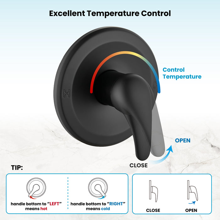 gotonovo Bathroom Shower Head Kit High Pressure Valve Combo System Shower Faucet 6 Modes ABS Handheld Spray Shower Trim Kit Valve Included Single Shower Head