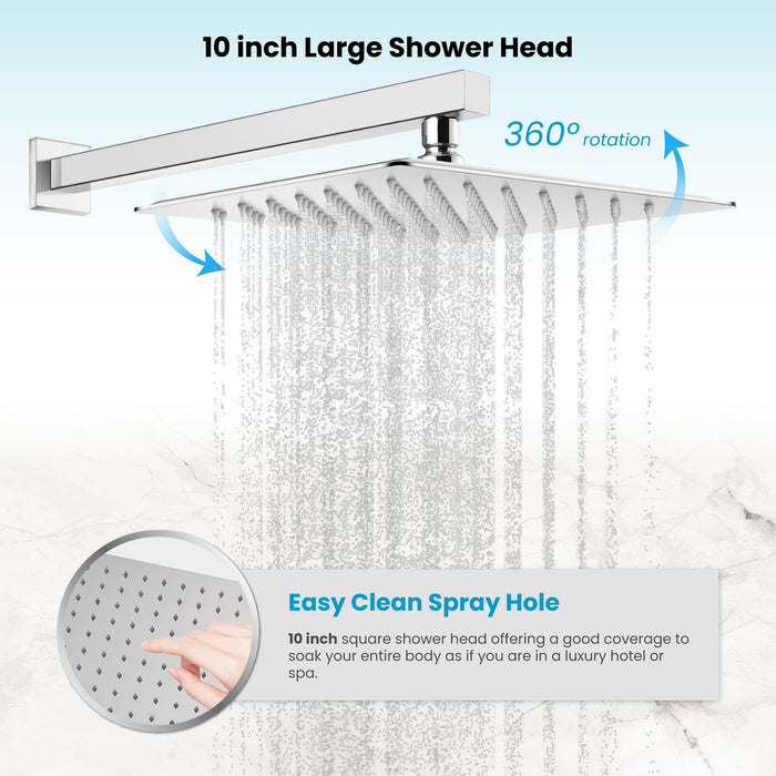 gotonovo Shower Faucet Set Push Button Diverter Rainfall Shower Head and Handheld Set Bathroom System Wall Mounted