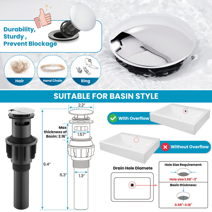 gotonovo Bathroom Sink Faucet 3 Holes 2 Handles Widespread 8 Inch Bathroom Faucet with Pop Up Drain Hot Cold Water Supply Lines Lavatory Vanity Mixer Tap, Thick Style