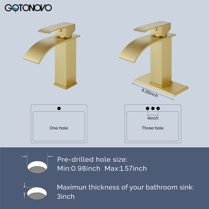 Gotonovo Waterval Badkamerkraan, Enkele handgreep Enkelgats Wastafelkraan Op het dek gemonteerde mengkraan met dekplaat, Rv Toilet Vanity Wastafelkraan