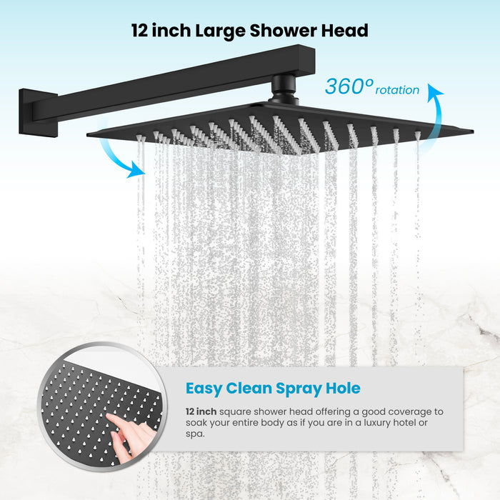 gotonovo Shower Faucet Set Push Button Diverter Rainfall Shower Head and Handheld Set Bathroom System Wall Mounted
