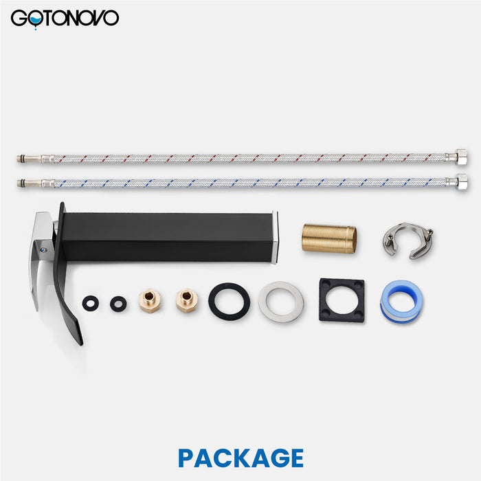 gotonovo Tall Waterfall Bathroom Vessel Sink Faucet Modern Bathroom Vanity Faucet Single Handle Single Hole Farmhouse Bar Mixer Tap Washbasin Faucet Deck Mount