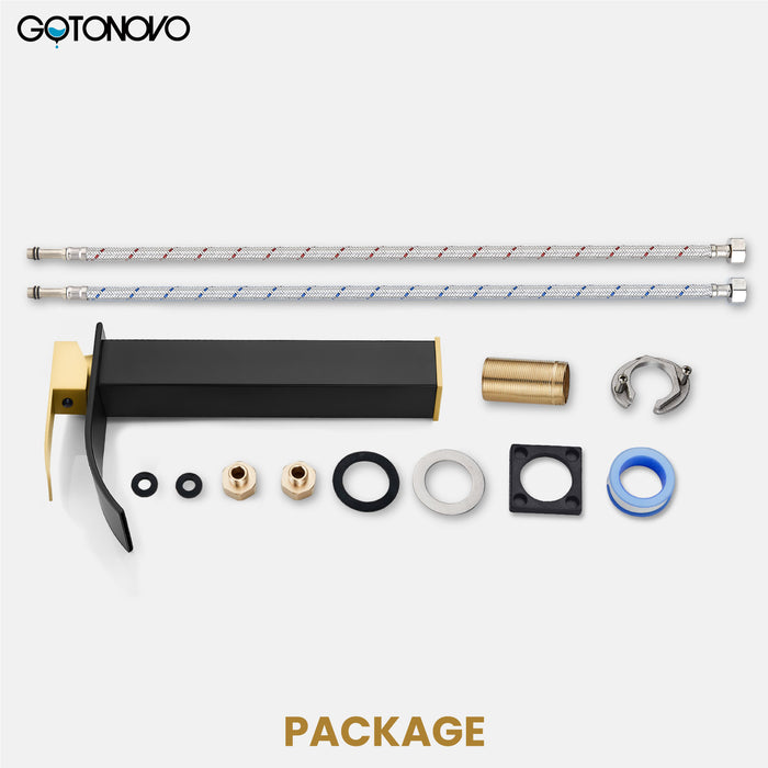gotonovo Tall Waterfall Bathroom Vessel Sink Faucet Modern Bathroom Vanity Faucet Single Handle Single Hole Farmhouse Bar Mixer Tap Washbasin Faucet Deck Mount