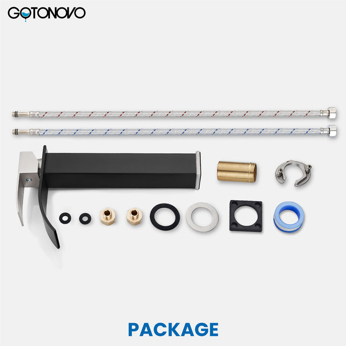gotonovo Tall Waterfall Bathroom Vessel Sink Faucet Modern Bathroom Vanity Faucet Single Handle Single Hole Farmhouse Bar Mixer Tap Washbasin Faucet Deck Mount