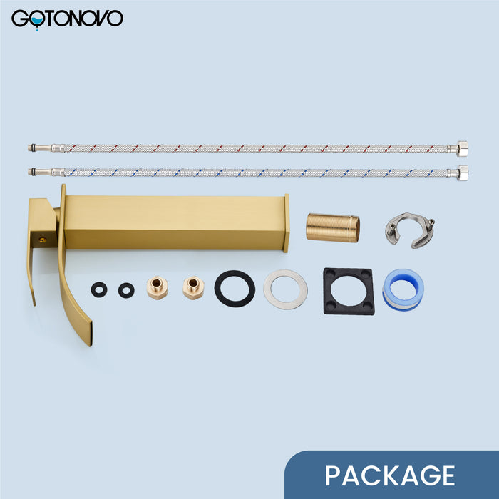 gotonovo Tall Waterfall Bathroom Vessel Sink Faucet Modern Bathroom Vanity Faucet Single Handle Single Hole Farmhouse Bar Mixer Tap Washbasin Faucet Deck Mount