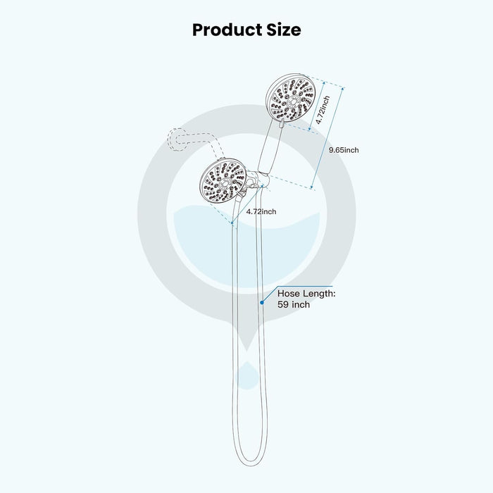 gotonovo 5 Settings ABS Shower Head with 5 Modes ABS Handheld Spray Shower Trim Kit High Pressure Dual 2 in 1 Showerhead Combo