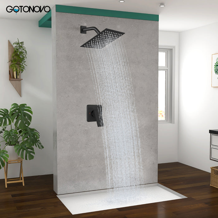 gotonovo Shower Head and Handle Set Shower Faucet Set Bathroom Rainfall Shower System Stainless Steel Showerhead Single Function Shower Trim Kit with Rough-in Valve