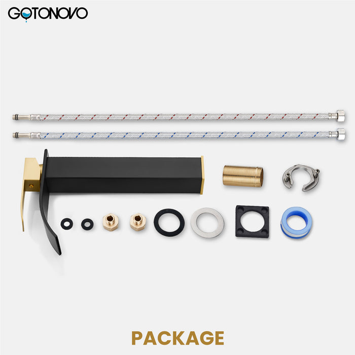 gotonovo Tall Waterfall Bathroom Vessel Sink Faucet Modern Bathroom Vanity Faucet Single Handle Single Hole Farmhouse Bar Mixer Tap Washbasin Faucet Deck Mount
