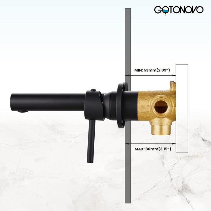 gotonovo Wall Mount Bathroom Faucet,Single Handle Bathroom Sink Faucet Wall Mounted Brass Rough-in Valve Included Straight Spout