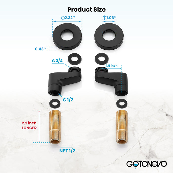 3-3/8 Inch Clawfoot Tub Adapter 2.17 Inch Extended Thread Adjustable Swing Arms Commercial Utility Eccentric Screw Plus Size 1 Pair