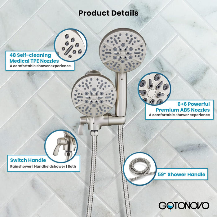 gotonovo Shower Head Combo Rain Fall Shower System with Handheld Shower and Showerhead Shower Faucet Set (Valve Included)