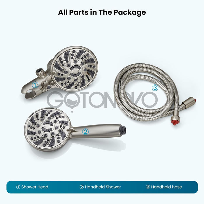 gotonovo 5 Settings ABS Shower Head with 5 Modes ABS Handheld Spray Shower Trim Kit High Pressure Dual 2 in 1 Showerhead Combo