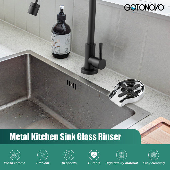 gotonovo Kitchen Sink Faucet Glass Rinser, Automatic Stainless Steel Sink Cup Rinser Bottle Washer, Sink Accessories for Kitchen, Bar Cup Cleaner Attachment