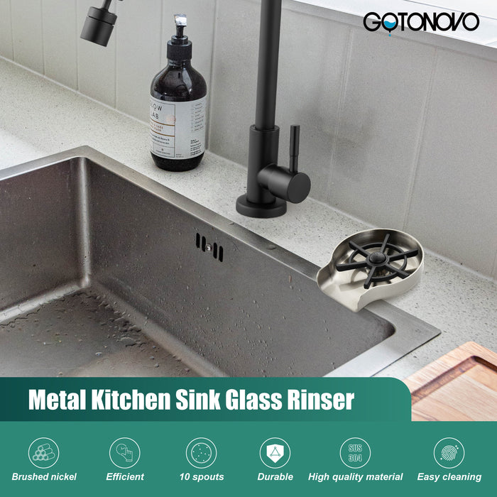 Gotonovo Gootsteen Glazenspoeler, Automatische Kraan Bar Cup Rinser Flessenwasmachine, Spoelbakken Accessoires, Bekerreiniger voor flessen, Glasreiniger Gootsteenbevestiging