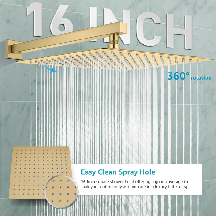 gotonovo Rain Shower Combo Set Wall Mounted  2-Function Rainfall Shower Head With Handheld Spray Rough-in Valve Body and Trim Included