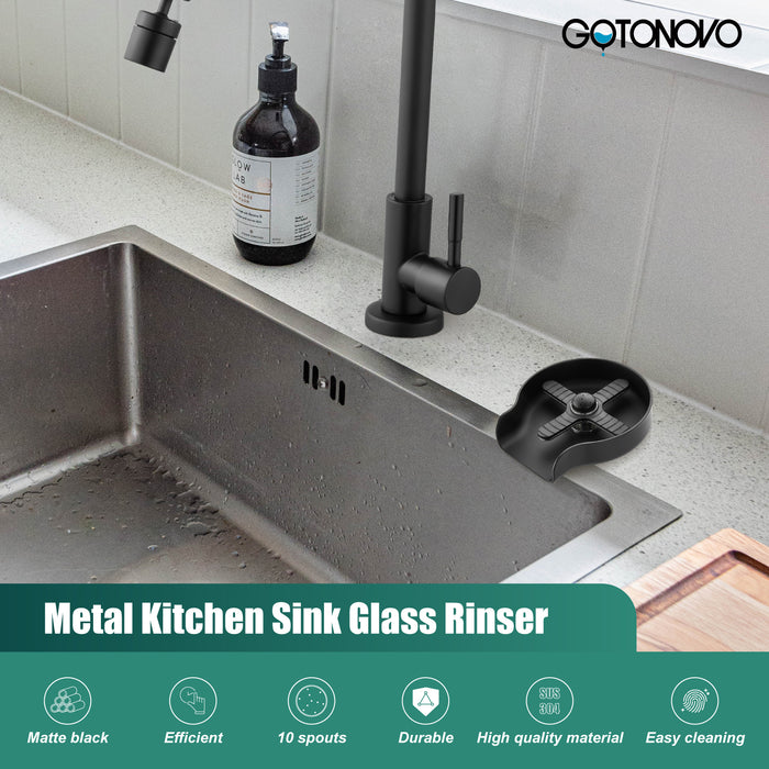 gotonovo Kitchen Sink Faucet Glass Rinser, Automatic Stainless Steel Sink Cup Rinser Bottle Washer, Sink Accessories for Kitchen, Bar Cup Cleaner Attachment