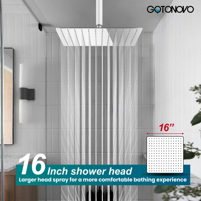 gotonovo Rain Shower System Ceiling Mount 12 Inch Shower Head with Handheld Spray Luxury High Pressure Shower Combo Set Rough-in Valve and Shower Trim Included Dual Function