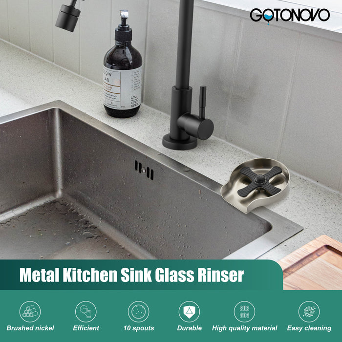 gotonovo Glass Rinser Cup Washer For Sink, Kitchen Bar Glass Washer Bottle Washer SUS304 Stainless Steel, Automatic Kitchen Sink Accessories for Wash Glass Cup Wine Cup