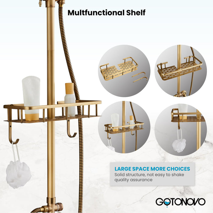 gotonovo Bathroom Shower Shelf Wall Mount Solid Brass Essential Shower