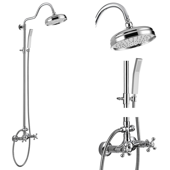 Gotonovo wandmontage zichtbare douchekraan 8 inch regendouche met handsproeier dubbele kruisgrepen dubbele functie moderne douchearmatuur