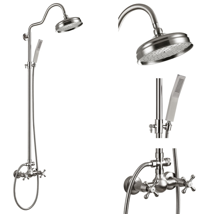Gotonovo wandmontage zichtbare douchekraan 8 inch regendouche met handsproeier dubbele kruisgrepen dubbele functie moderne douchearmatuur