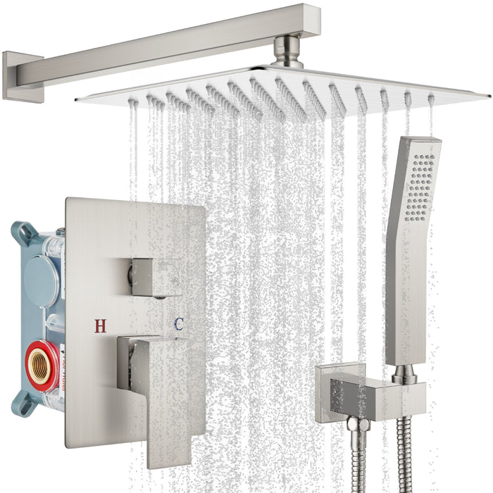 gotonovo Rain Shower Combo Set Wall Mounted  2-Function Rainfall Shower Head With Handheld Spray Rough-in Valve Body and Trim Included