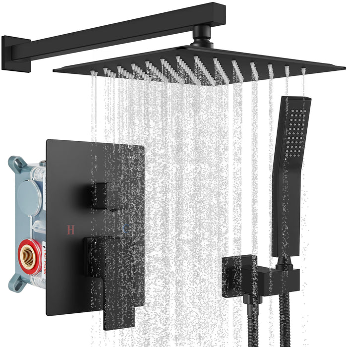 gotonovo Rain Shower Combo Set Wall Mounted  2-Function Rainfall Shower Head With Handheld Spray Rough-in Valve Body and Trim Included