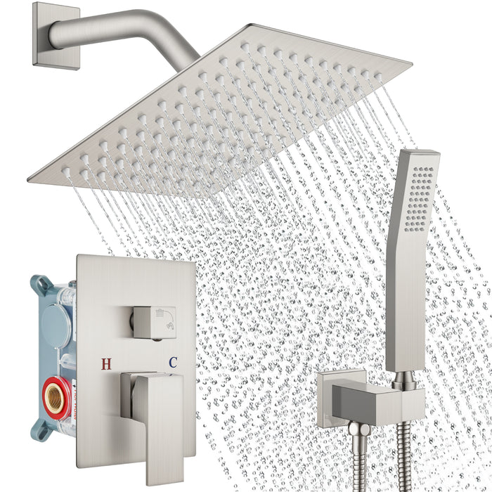 gotonovo Rain Shower Combo Set Wall Mounted  2-Function Rainfall Shower Head With Handheld Spray Rough-in Valve Body and Trim Included