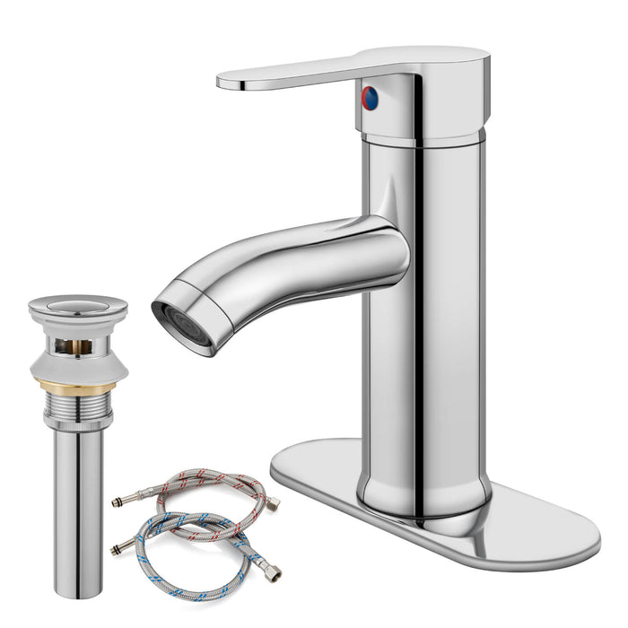 gotonovo Bathroom Vessel Sink Faucet Single Handle Lavatory Vanity Deck Mount Sink Tap with Pop Up Drain( Tall Type& Short Type)