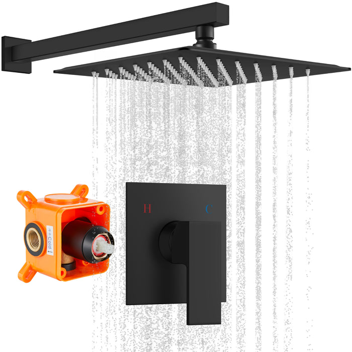 Gotonovo Rain Shower Combo Set Wall Mount  10 Inch Square Shower Head Rough-In Valve and Shower Arm Included