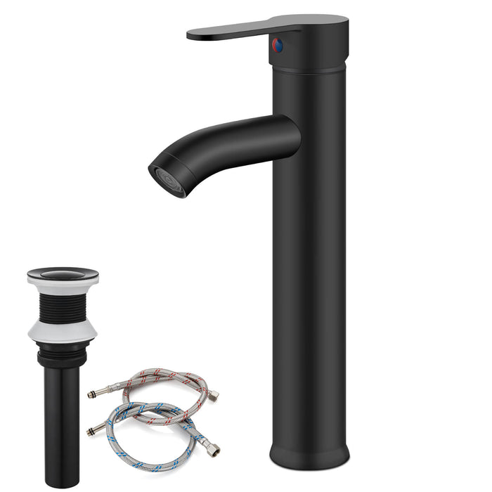 gotonovo Bathroom Vessel Sink Faucet Single Handle Lavatory Vanity Deck Mount Sink Tap with Pop Up Drain( Tall Type& Short Type)