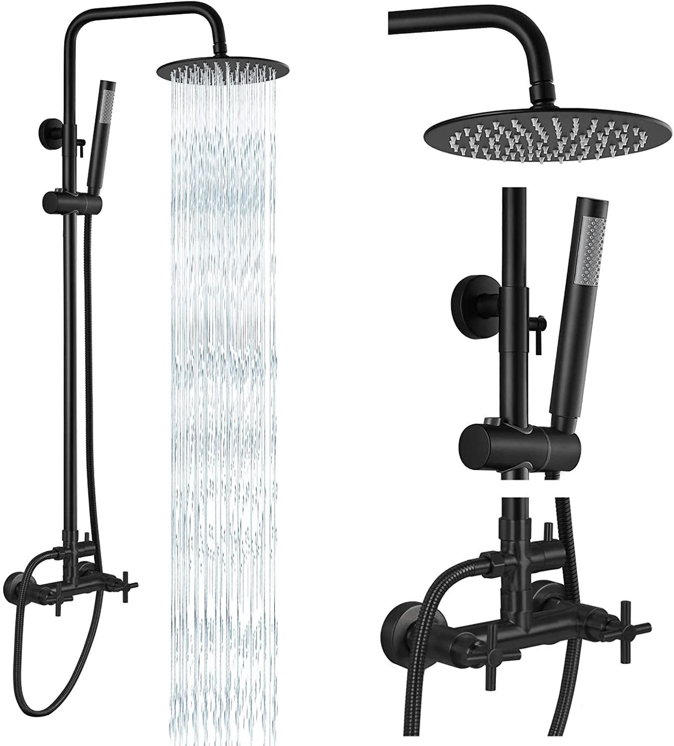 gotonovo Outdoor Shower Faucet SUS304 Shower Fixture System Combo Set