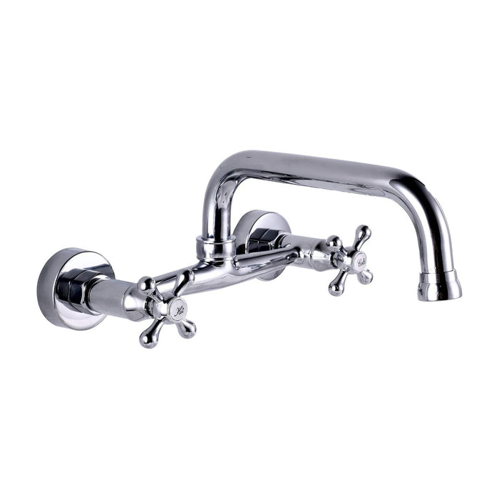 Wall Mount Faucet 8 Inch Center Kitchen Sink Taps 2 Cross Knobs Handle Victorian Commercial with 9 inch Spout