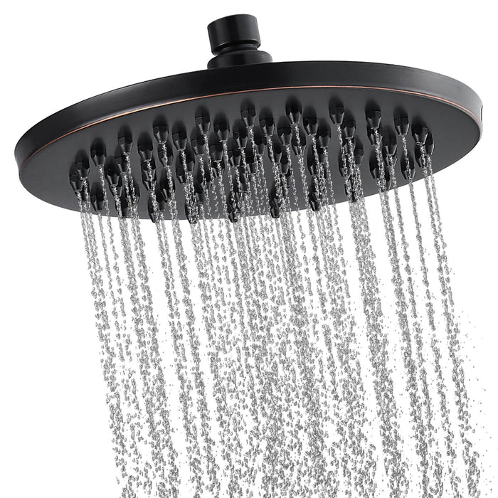 Gotonovo 8-inch Rainfall Round Shower Head Iron Nozzle High Pressure High Flow Adjustable Swivel Ball Metal Replacement For Bathroom Shower Heads