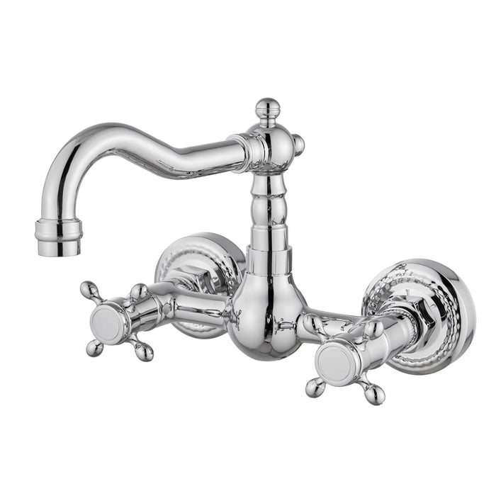 gotonovo Wall Mount Sink Faucet 6 Inch 2 Double Knobs Handle Vintage Kitchen Bathroom Mixer Tap