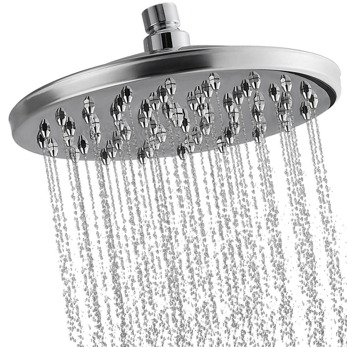 Gotonovo 8-inch Rainfall Round Shower Head Iron Nozzle High Pressure High Flow Adjustable Swivel Ball Metal Replacement For Bathroom Shower Heads