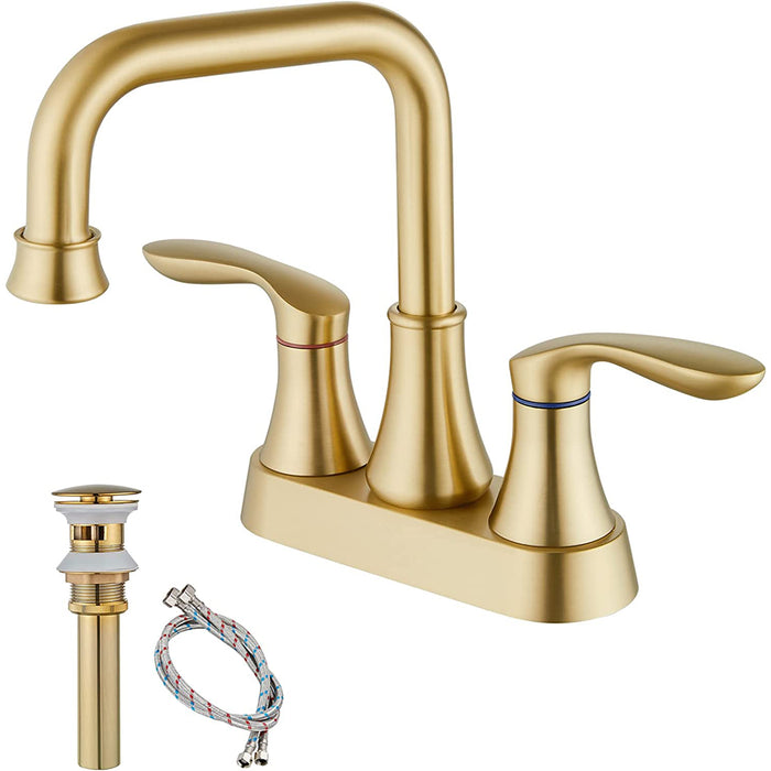 gotonovo draaibare uitloop 2 handgreep toilet badkamer wastafel kraan 4-inch centerset dek gemonteerde mengkraan met metalen pop-up afvoer overloop en kraantoevoerleidingen