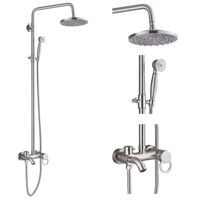 Gotonovo blootgesteld douchesysteem 8-inch regendouchekop Douchekraan met enkele handgreep en handsproeier High-end luxe 