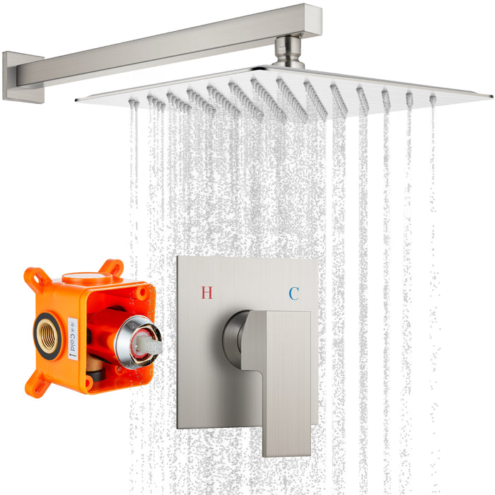 Gotonovo Rain Shower Combo Set Wall Mount  10 Inch Square Shower Head Rough-In Valve and Shower Arm Included