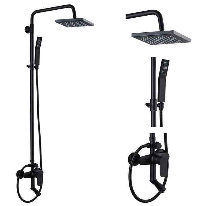 Gotonovo blootgesteld douchesysteem 8 inch vierkante draaibare regendouchekop met handbediende verstelbare complete set wandmontage 