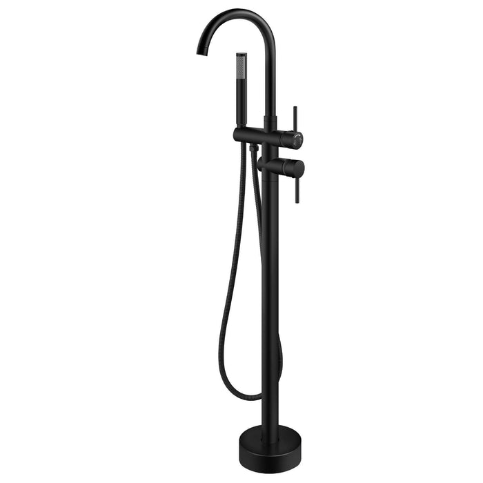 gotonovo Floor Mounted Freestanding Bathtub Filler with High Flow Brass Handheld Spray