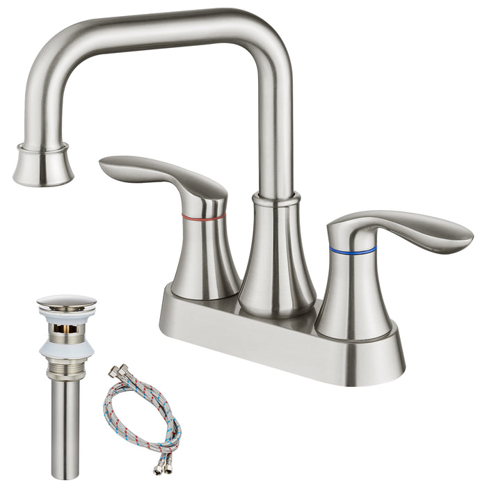 gotonovo draaibare uitloop 2 handgreep toilet badkamer wastafel kraan 4-inch centerset dek gemonteerde mengkraan met metalen pop-up afvoer overloop en kraantoevoerleidingen
