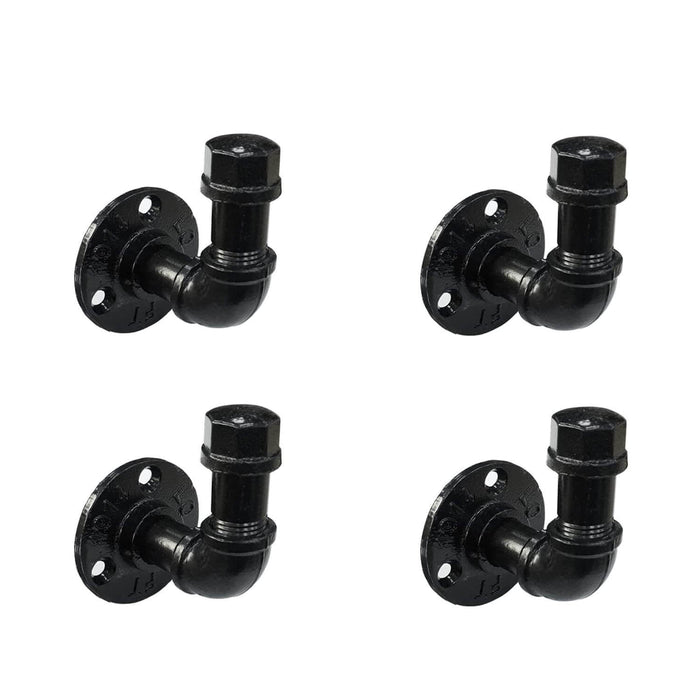 Gotonovo Wandmontage Rustieke Industriële Handdoek- en Robe Hook Set Handdoek Enkele Haak Kit Heavy Duty DIY Stijl Industriële Pijp Robe Hook Industriële Ijzeren Pijp Gegalvaniseerde Zwarte Afwerking