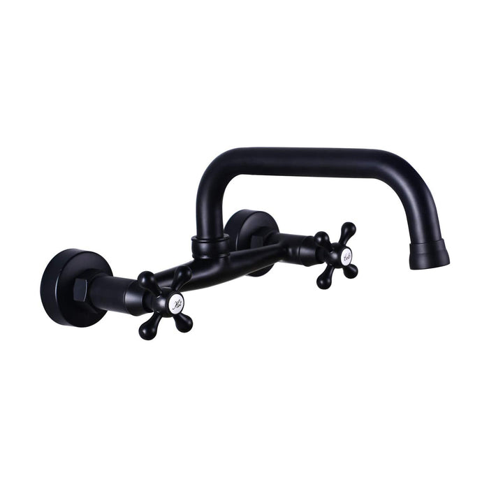 Wall Mount Faucet 8 Inch Center Kitchen Sink Taps 2 Cross Knobs Handle Victorian Commercial with 9 inch Spout