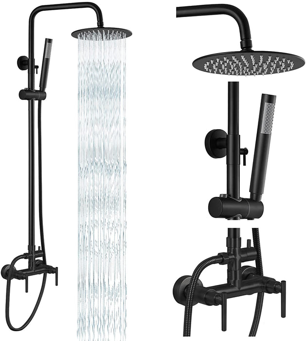 Gotonovo Outdoor Douchearmaturen Systeem Combo Set Regenval Hendel Hogedruk Handdouche Wandmontage 2 Dubbele Functie SUS304