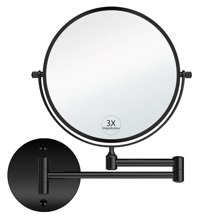 Gotonovo Wandmontage Zwart Vergrotende Spiegel Draaibare Arm Dubbelzijdig Draaibaar Make-up Telescopische Handspiegel 8 Inch Vergroting 